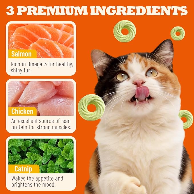 Catnip Cat Treats – Healthy Biscuits with Real Chicken, Vitamins & Catnip - Teeth Cleaning & Training Snacks for Indoor Cats (10.58 oz)