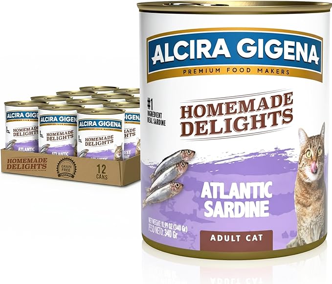 Wet Cat Food for Adult Cats, Atlantic Sardine Recipe, High Protein Grain Free Canned Cat Food, 11.99 oz Cans (Pack of 12)