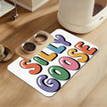 Silly Goose Pet Food Mat for Cats and Dogs–Christmas Stocking Absorbent Quick Dry Feeding Placemat, Non Slip Rubber Base, Waterproof Bowl Mat for Indoor Use, Pet Supplies 12"x20"