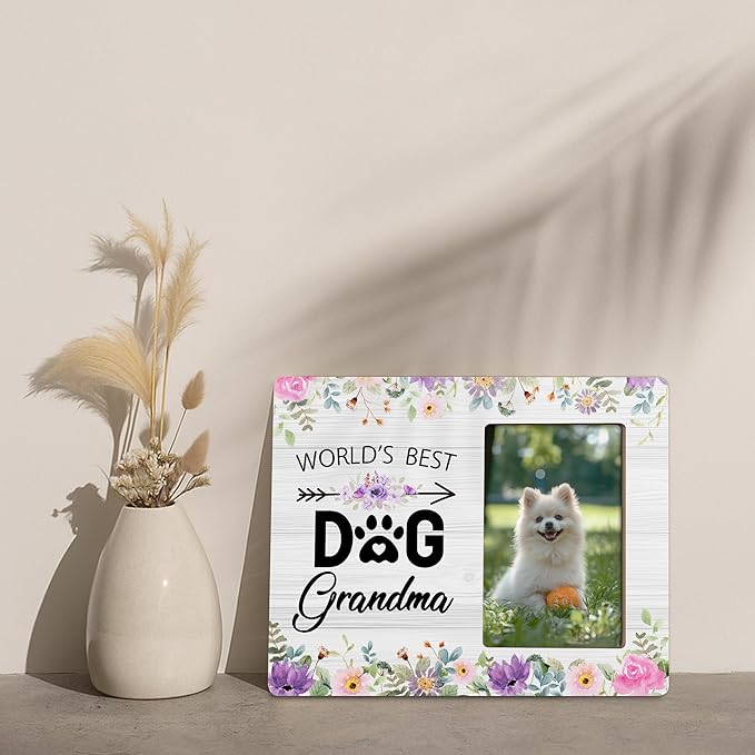 Dog Grandma Picture Frame Gifts, Love Gift for Dog Grandmother, World’s Best Dogs Grandma Frames Fits 4x6 Photo