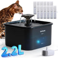 Cat Water Fountain, 74oz/2.2L Catsfoutek Pet Water Fountains for Cats Indoor, 12 Set of Filters Automatic Cat Water Dispenser with 2 Ultra Quiet Pump- for Pets and Small Animals, Black