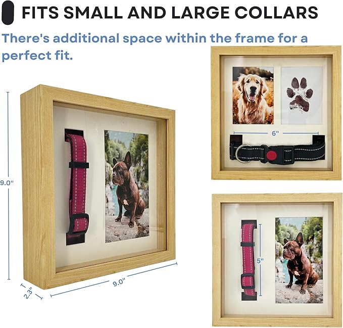 Dog Paw Print Kit for Dogs, Dog Picture Frame with Shatterproof Plexiglass, 4 Customizable Displays, 9”x9”, Pet Memorial Gift for Dogs, Loss of Pet Sympathy Gift, Pet Paw Print Impression Kit (Natural)
