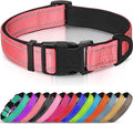 Joytale Reflective Dog Collar, Soft Neoprene Padded, Metal D-Ring, Nylon Pet Collar Adjustable for Small Dogs, Neon Pink, S
