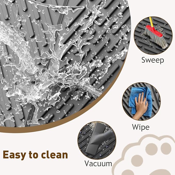 Cat Litter Mat with Grooves & Raised Edge, Urineproof/Waterproof, Litter Scattering Control, Easy to Clean (31 * 24in-Black-1 Pack)