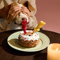 LE SURE Dog Birthday Cake Toy - Cute Dog Birthday Cake Squeaky Toy with Interactive Tug Rope, Interactive Chew Toy for Puppy Birthday Party & Daily Play, XSmall, Milk Chocolate