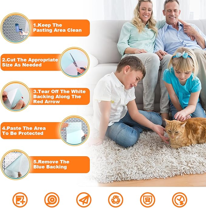 20pack Cat Scratch Deterrent Tape, Cat Scratch Furniture Protector, Clear Double Sided Anti Scratching Sticky Tape Couch Protector for Cats Training Tape, Cat Repellent for Furniture