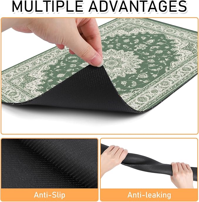 Dog Cat Food Mat - Absorbent Anti Slip Dog Bowl Mats for Food and Water, Quick Dry Cat Feeding Matts for Floors, Diatomite Pet Dish Placemat Accessories Supplies, Bohemia Style, 16 * 24in