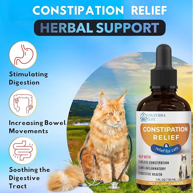 EDUZEBRA Cat Constipation Relief, Constipation Relief for Cat, Cat Laxative Constipation Relief, Cat Stool Softener, Cat Laxative, Promotes Digestive Health.