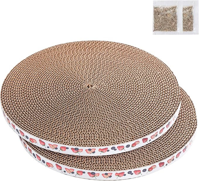 Round Cat Scratcher Pad 10 inch Diameter 3/5 inch Thickness Scratch Replacement Refill Scratching Board Cat scratchers for Indoor Cats (2 Pc)