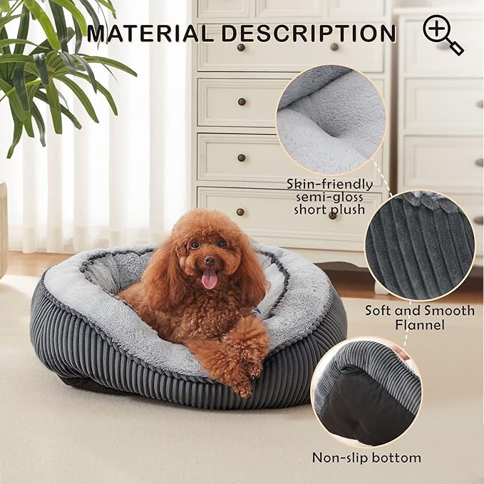 SIWA MARY Medium Dog Beds for Medium Small Dogs Washable, Rectangle Dog Bed Medium Size Dog, Orthopedic Warming Soft Calming Sleeping Puppy Bed Durable Pet Bed with Anti-Slip Bottom(25"x21"x8")