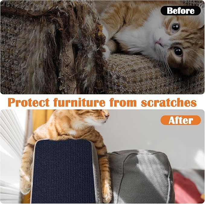 Cat Scratch Furniture Protector - 138" x 15.8" Trimmable Self-Adhesive Cats Claws Scratch Pads, DIY Cat Climbing Couch Protector for Scratch Post Cat Tree Replacement Indoor (Dark Blue)