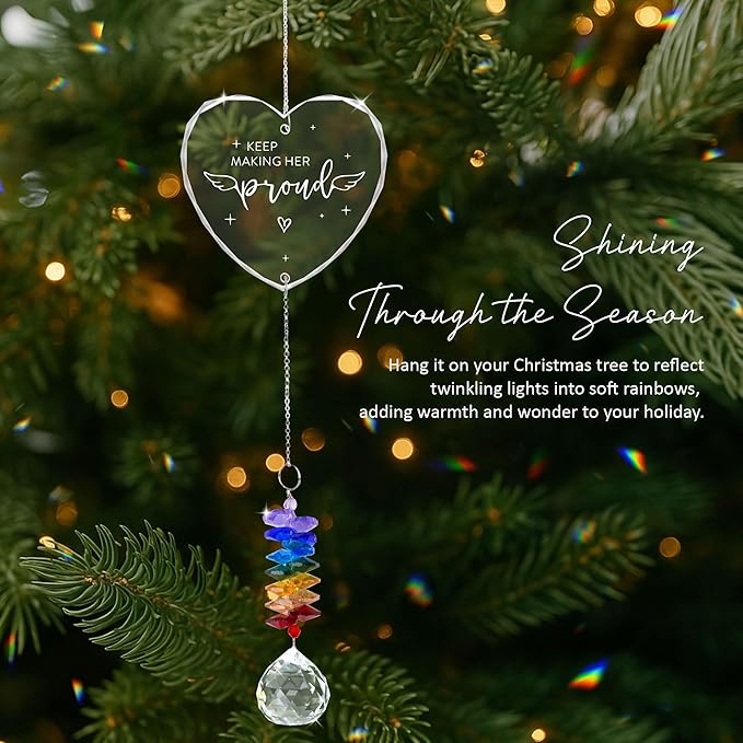 Memorial Suncatcher Sympathy Gift for Loss of Mother - Crystal Rainbow Maker - Bereavement Keepsake - Hanging Crystal Decor - Loss of Mom - Daily Remembrance