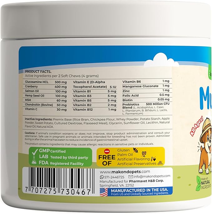 Multivitamin for Dogs 12 in 1 Soft Chews (120) – Dog multivitamin with probiotics + Digestive enzymes, Skin & Coat Support, Immune Defense & Gut Health, Cranberry Urinary Support
