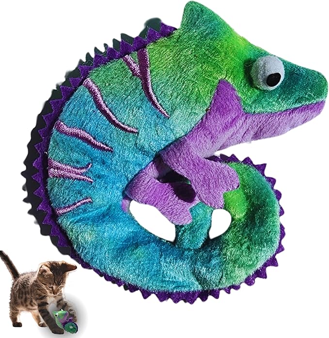 Cat Toys Catnip Crinkly Sound Toy with North American Catnip | Lizard Cat Toy Crinkle Paper Sound | Cat Kitten Toy Teething Chew | Cats Kicker Crinkle Paper | Chameleon Cat Toy 4.5-INCH