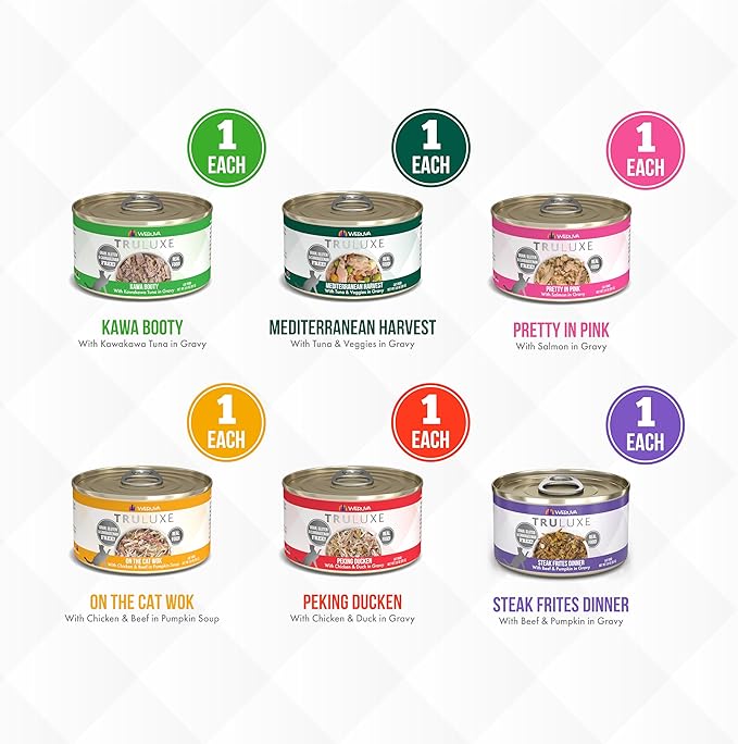 Weruva TruLuxe Cat Food, TruSurf and Turf Trial Variety Pack, 3oz Can, Pack of 6