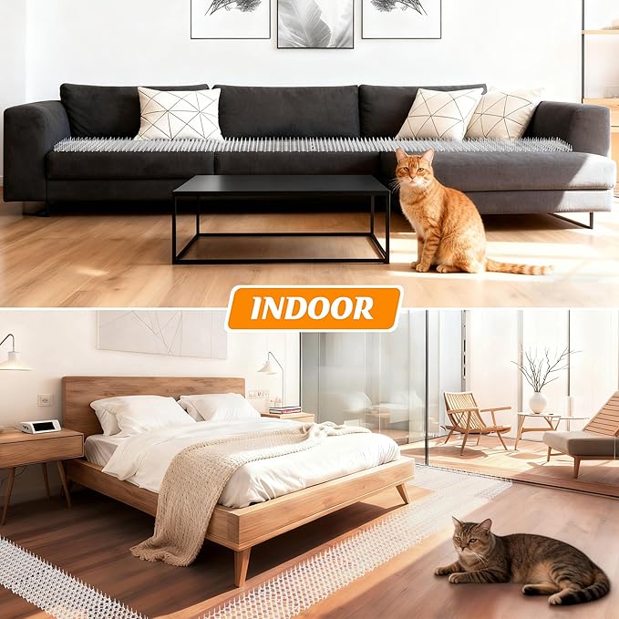 Clear Cat Scat Mat 16 x 13 Inch, 16 Pack Transparent Cat Deterrent Mats with 1 Inch Spikes, Large Coverage Indoor Outdoor Pet Training Mats to Protect Furniture, Counters, Garden & Yard