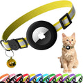Cat Collar with Air Tag Holder, Reflective Kitten Collar with Bell, Breakaway Airtag Cat Collar for Boys Girls Cats, GPS Tracker for Cats 0.4’’ Width Adjustable Safe Kitty Collar, Yellow