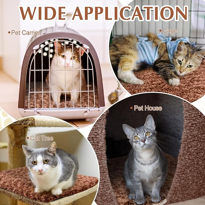 4 Pack Self Warming Cat Pads Self Heating Cat Mat Washable Homeless Dogs Thermal Pads Kennel Pad Reflects Body Heat Warm Crate Bed Mat for Indoor Outdoor Pet(Brown,16 x 20 Inch)