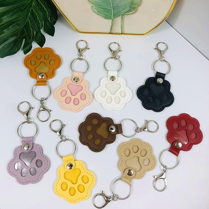 Pet Hair Storage Keychain, Dog Cat Fur Container Collector Keepsake, PU Leather Memorial Keyring, Collar Bag Charms