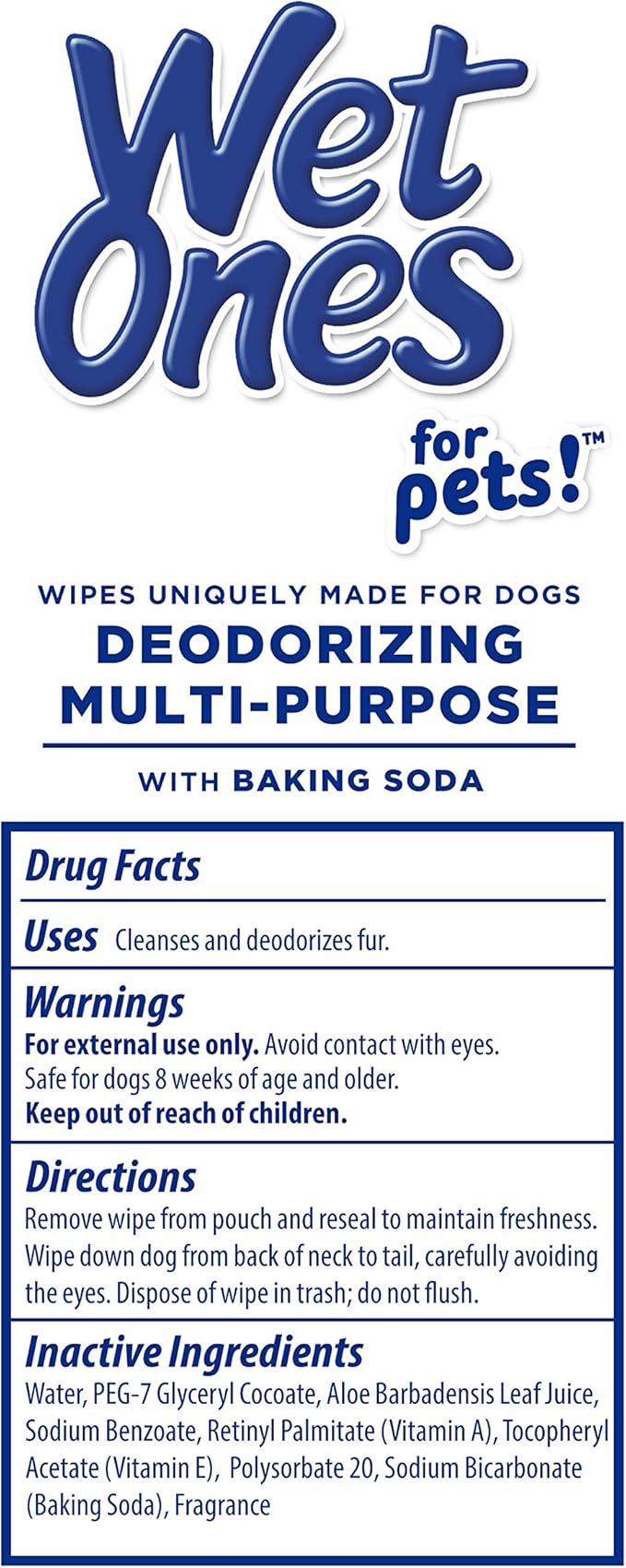 Wet Ones for Pets Deodorizing Multi-Purpose Dog Wipes with Baking Soda, 50 Count - 3 Pack| Dog Deodorizing Wipes for All Dogs in Tropical Splash Scent, Wipes for Deodorizing Dogs