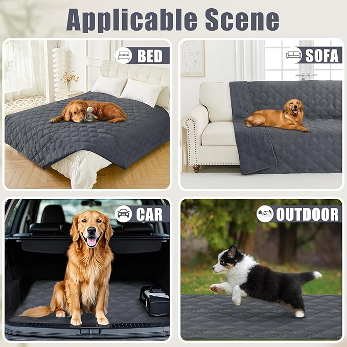 Smiry Waterproof Dog Bed Cover Blanket 30x53, Soft Reversible Pet Blanket, Washable Leakproof Cats Dogs Couch Cover for Sofa, Couch, Furniture, Dark Grey/Dark Grey