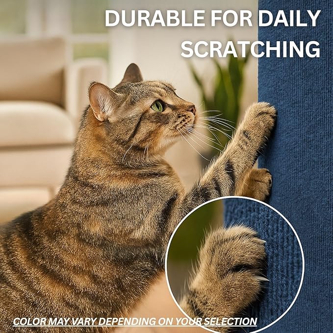 Cat Scratch Mat (3 Pack), 23.6’’ x 11.8’’ Cat Wall Corner Scratcher, Versatile Self-Adhesive Replacement Easy Use for Cat Trees Wall Furniture, Scratching Posts, and Couch Protection (Beige)