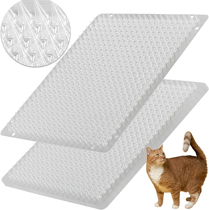 8 Pack Cat Repellent Outdoor/Indoor Scat Mat for Cats&Dogs, Keep Away Pest Plastic Mats with Spikes,16 x 13 Inches