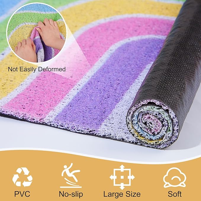 Unicorn Catcher Cat Litter Mat Quality Litter Box Mat Large Non-Slip Cat Litter Mat Litter Trapping Mat Soft Kitty Litter Mat Compatible Two Litter Boxes Cat Products Easy to Clean,Pink,M