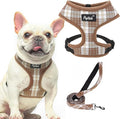 PUPTECK Soft Mesh Dog Harness and Leash Set Pet Puppy Cat Comfort Padded Vest No Pull Harnesses, Brown, L