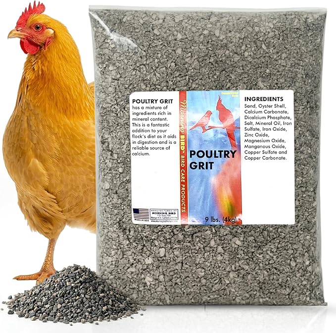 Morning Bird Poultry Grit for Birds 9 lbs - Mineral-Rich Supplement for Digestion & Calcium Support - Natural Poultry Feed Additive and Chicken Grit for Healthy Birds