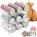 FHTONGE Heavy-Duty Cat Can Organizer for Multiple Sizes, Transparent Wet Cat Food Storage Rack for Pantry Kitchen Cabinet Rridge, 3-Tier Pet Canned Goods Dispenser Shelf Dog Tins Holder Container