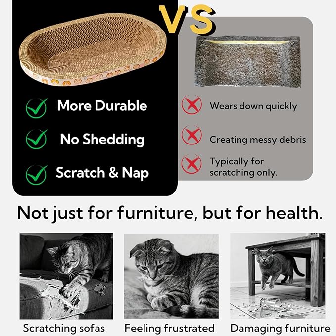 3 Pack Large Cat Scratcher Cardboard, Oval Cat Scratcher Bed Cat Scratch Pad Board Lounge Couch for Indoor Cats Bowl Shaped Cat Scratching Post Nest for Cats Grinding Claw Furniture Protector