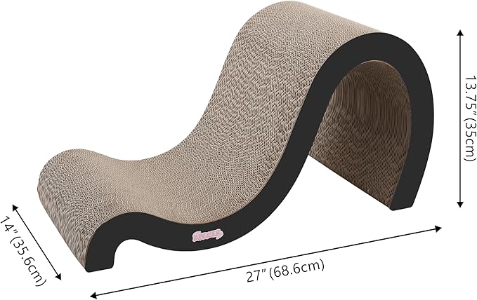 CSR1013A Kona 27" Modern Cardboard Double-Sided Wave Cat Scratcher with Catnip, Ink
