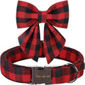 Unique style paws Christmas Dog Collar with Bow Tie Classic Red Plaid Puppy Collar for Small Medium Large Dogs as Holiday Winter Gifts-XS