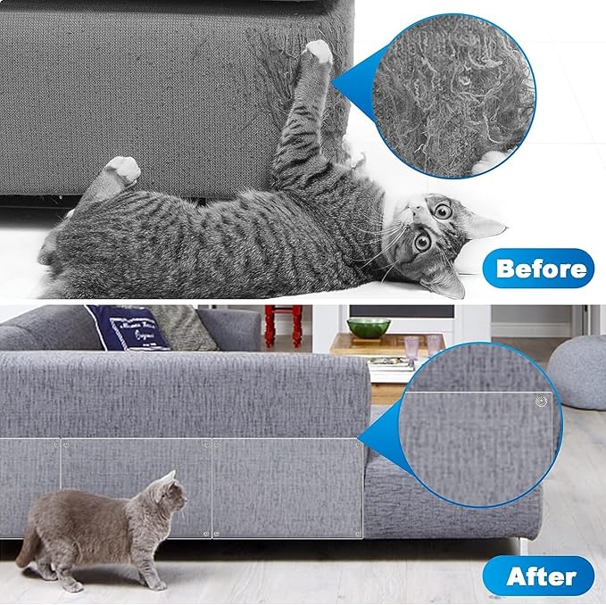 Anti Cat Scratch Furniture Protectors from Cats Scratching Stop, 24 Pack Self-Adhesive Single Side Couch Sofa Corner Protector from Cat Claws