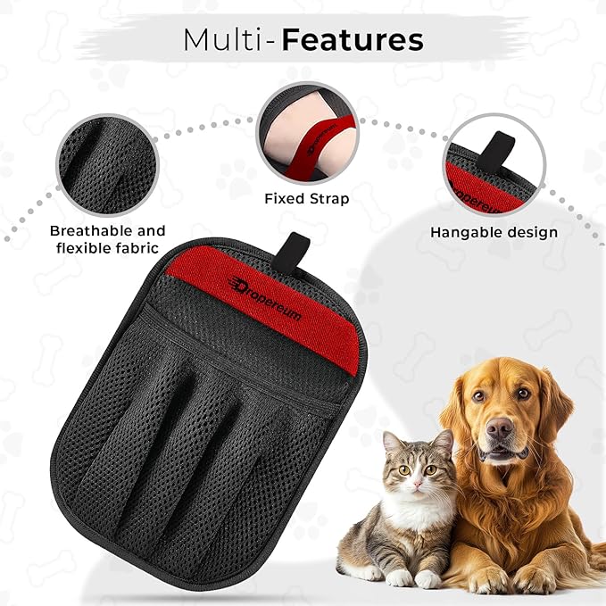 Pet Hair Removal Gloves - Electrostatic Pet Hair Gloves, Pet-Hair Remover Tool, Upgraded Pet-Hair Removal-Gloves for Cats & Dogs, Reusable 5-Finger Pets Hair-Remover-Gloves for Carpet Clothing Laundry