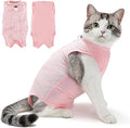 SlowTon Cat Recovery Suit - Cat Onesie for Cats After Surgery Female Male, Kitten Clothes Surgical Spay Suit Abdominal Wounds, E-Collar Alternative Cats Bodysuit Anti-Licking (Light Pink, S)