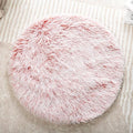 Round Plush Pet Mat Thin Style Pad Mat for Cats, Small Dogs, Rabbits, Guinea Pigs, Washable Soft Sofa mat, for Crate Cat Tree Tower Window Perch (Plum red, Large (23.6inch) - 1pcs)