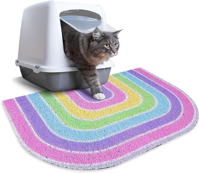 Unicorn Catcher Cat Litter Mat Quality Litter Box Mat Large Non-Slip Cat Litter Mat Litter Trapping Mat Soft Kitty Litter Mat Compatible Two Litter Boxes Cat Products Easy to Clean,Pink,M