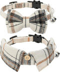 Breakaway Cat Collars - Bow Tie Cute Cat Collar with Bells for Girl Boy Cats, Puppy - Plaid Soft Adjustable Pet Collars Cat Accessories