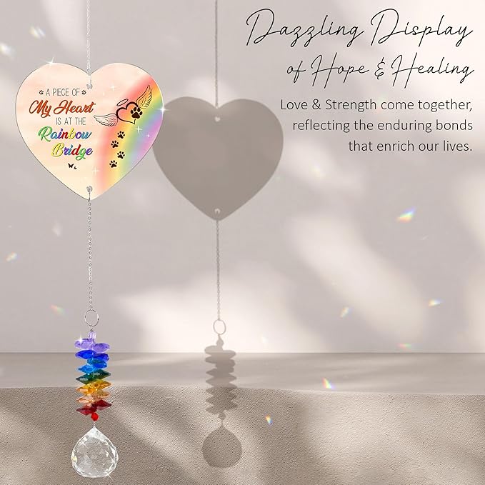 Pet Memorial Suncatcher - Dog Paw Suncatcher Rainbow Bridge Gift - Pet Loss Crystal Decor Sympathy Gift - Remembrance Keepsake - Mother's Day for Cat Dog Mom Dad Pet Lovers