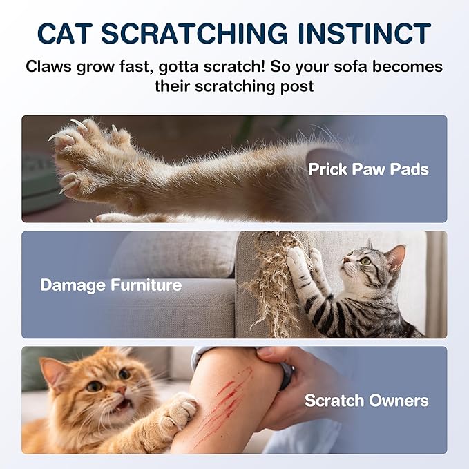 2 Pack Cat Scratcher Mat Roll for Furniture & Couch Protection | Total 157.5" x 15.8" Trimmable Self-Adhesive Carpet Cat Scratch Pad Replacement (Off White)