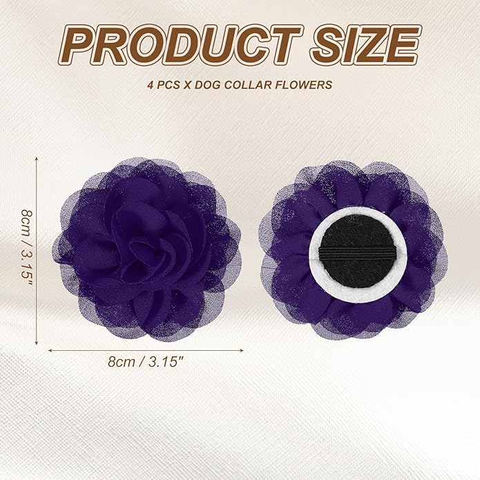 Dog Collar Flowers, Pet Flower Charms Soft Chiffon Cat Collar Bow Tie Floral Grooming Supplies, Intended for Dog
