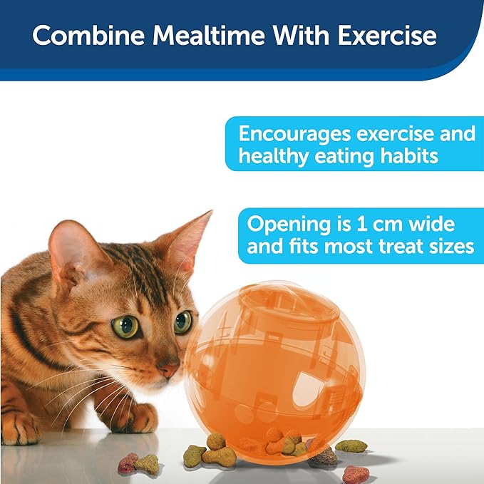 PetSafe SlimCat Interactive Feeder - Combines Play with Mealtime - Adjustable Portions - BPA-Free Plastic - Slow Feeder for Digestion - Lightweight, Dishwasher-Safe Toy - Orange