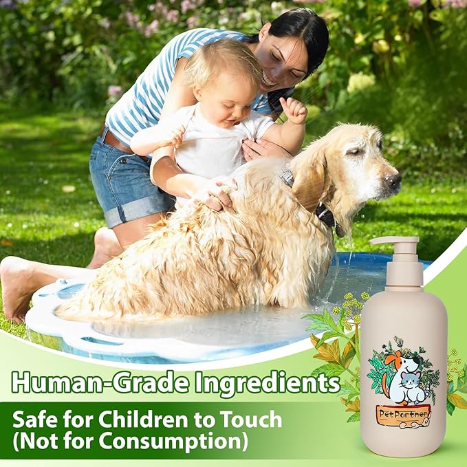 Cat and Dog Shampoo Conditioner, Hypoallergenic Medicated Puppy Shampoo，Veterinary Formula Dog Shampoo for Allergies and itching，Itchy Skin Relief for Smelly Dogs, Natural Sensitive Skin Care