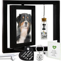 Pet Memorial Gifts Rotating 4x6 Picture Frame Wooden Black Dog Cat Remembrance Keepsake Pet Fur Jar Rainbow Bridge No Longer By My Side Heart Tag Pet In Loving Sympathy Keychain Loss Gift PR-6B