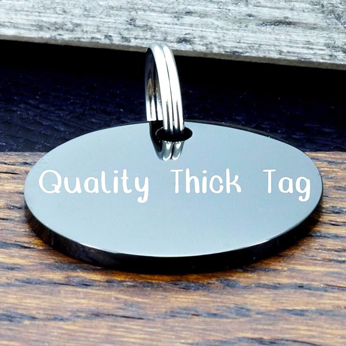 Ultra Joys Stainless Steel Pet ID Tag Dog Name Tags Personalized Front & Back Engraving, Customized Dog Tags and Cat Tags, Optional Engraved on Both Sides, Round Tag with Mountain on Top Design, Large