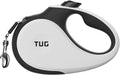 TUG 360° Tangle-Free Retractable Dog Leash | 16 ft Strong Nylon Tape | One-Handed Brake, Pause, Lock (Large, White)