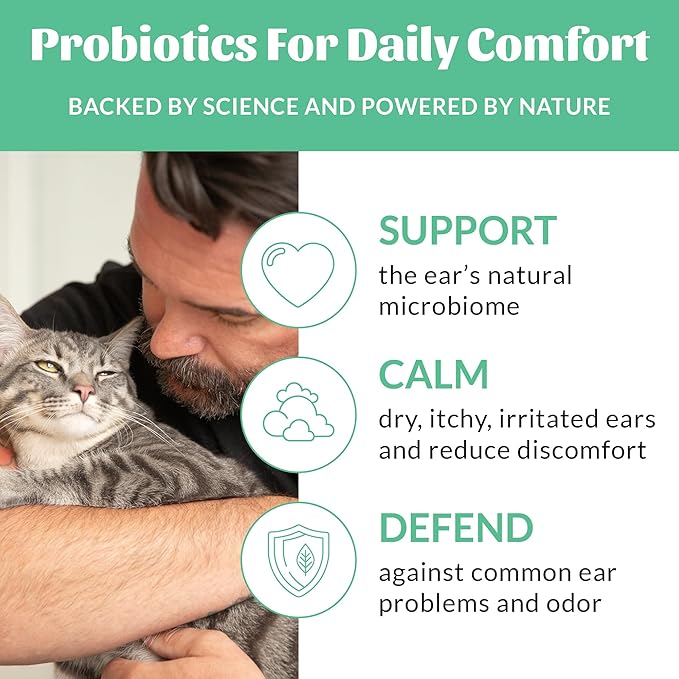 SKOUT'S HONOR Cat Ear Cleaner Solution with Aloe Vera - Alcohol-Free, Fragrance-Free, Non-Medicated Ear Wash for Cats, 4 oz., 2-Pack
