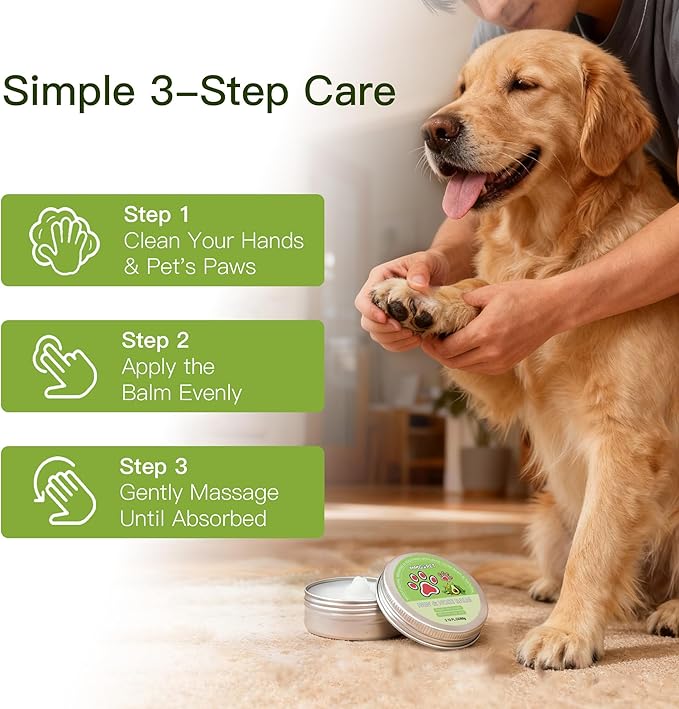 Paw Balm for Dogs and Cats, Paw Pad Balm with Avocado Oil & Witch Hazel, Beeswax Paw Cream for Dry, Cracked Pads, Lick-Safe Pet Paw Care, 2.1 oz